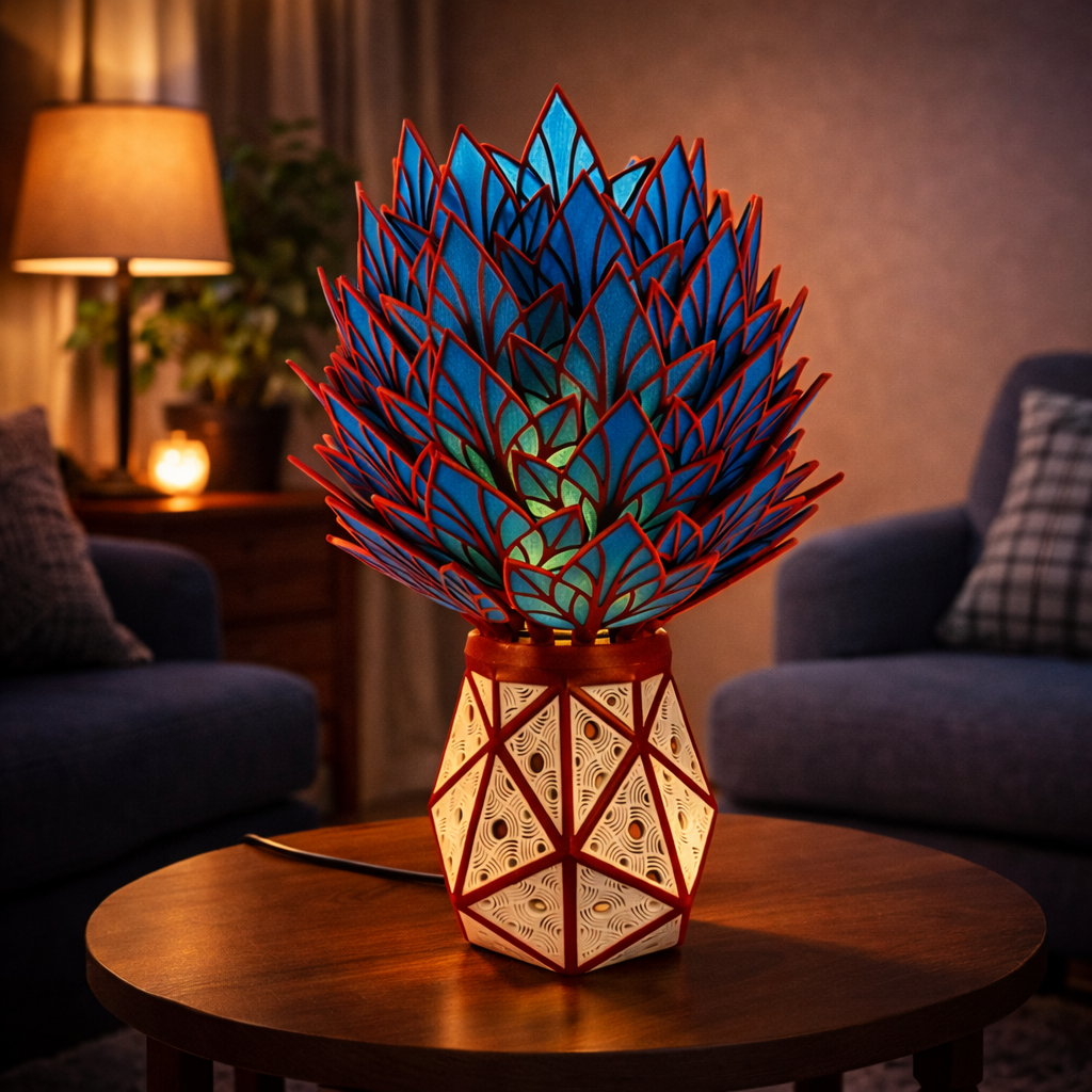 Lotus lamp (Blauw-rood-wit)
